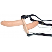 Телесный женский страпон с вагинальной пробкой Strap-On Duo - 15 см. - Orion - купить с доставкой в Архангельске