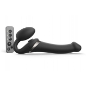 Черный безремневой страпон Multi Orgasm Size M с клиторальной стимуляцией - Strap-on-me - купить с доставкой в Архангельске