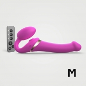Ярко-розовый безремневой страпон Multi Orgasm Size M с клиторальной стимуляцией - Strap-on-me - купить с доставкой в Архангельске