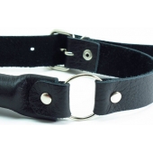 Черный кожаный кляп-трензель на кольцах - БДСМ Арсенал - купить с доставкой в Архангельске