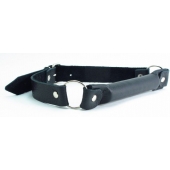 Черный кожаный кляп-трензель на кольцах - БДСМ Арсенал - купить с доставкой в Архангельске