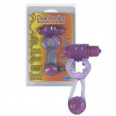 Фиолетовое эрекционное кольцо с вибропулей и стимулирующим хвостиком - Seven Creations - в Архангельске купить с доставкой