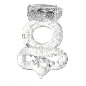 Прозрачное эрекционное кольцо с вибратором  и подхватом - Toyfa Basic - в Архангельске купить с доставкой