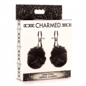 Зажимы для сосков с черным помпонами Pom Pom Nipple Clamps - XR Brands - купить с доставкой в Архангельске