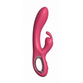Малиновый силиконовый вибратор-кролик - 22 см. - Secwell