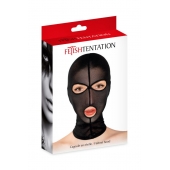 Черная сетчатая маска на голову с отверстиями для глаз и рта - Fetish Tentation - купить с доставкой в Архангельске