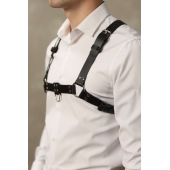 Черная мужская кожаная портупея №4 - БДСМ Арсенал - купить с доставкой в Архангельске