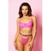 Эффектный розовый пояс из голографической эко-кожи - БДСМ Арсенал - купить с доставкой в Архангельске