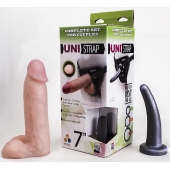 Страпон-унисекс с двумя насадками UNI strap 7  Harness - 19 и 16 см. - LOVETOY (А-Полимер) - купить с доставкой в Архангельске