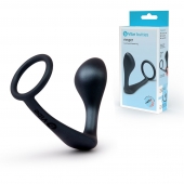 Черное эрекционное кольцо со стимулятором простаты Ringer Cock Ring   Plug - b-Vibe - в Архангельске купить с доставкой
