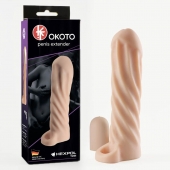 Телесная насадка-удлинитель Okoto со спиралевидным рельефом - 16 см. - Sitabella - в Архангельске купить с доставкой