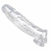 Прозрачная насадка для увеличения члена Realistic Clear Penis Enhancer and Ball Stretcher - 20,3 см. - XR Brands - в Архангельске купить с доставкой