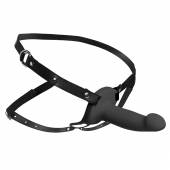 Черный полый страпон с вибрацией 2’’ Erection 28X Smooth Vibrating Silicone Penis Sheath - XR Brands - купить с доставкой в Архангельске