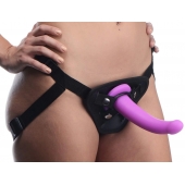 Лиловый поясной страпон Navigator Silicone G-Spot Dildo with Harness - 17,8 см. - XR Brands - купить с доставкой в Архангельске