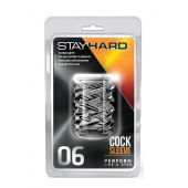 Прозрачная насадка с объёмными чёрточками STAY HARD COCK SLEEVE 06 CLEAR - Blush Novelties - в Архангельске купить с доставкой