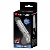 Прозрачная насадка на пенис с ребрышками и подхватом мошонки - Baile - в Архангельске купить с доставкой