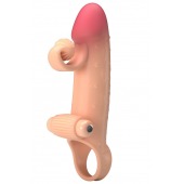 Телесная вибронасадка на пенис с подхватом мошонки - 20 см. - Baile - в Архангельске купить с доставкой