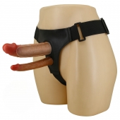 Темно-бежевый фаллопротез для двойного проникновения - 17,5 см. - Baile - купить с доставкой в Архангельске