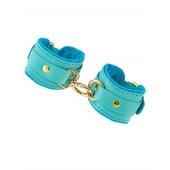 Голубые двуслойные кожаные наручники-браслеты - Pecado - купить с доставкой в Архангельске