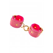 Розовые двуслойные кожаные наручники-браслеты - Pecado - купить с доставкой в Архангельске