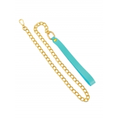 Голубой кожаный поводок с карабином для ошейника - 80 см. - Pecado - купить с доставкой в Архангельске