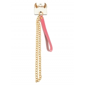 Розовый кожаный поводок с карабином для ошейника - 80 см. - Pecado - купить с доставкой в Архангельске