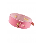 Розовый кожаный однослойный ошейник с прошивкой - Pecado - купить с доставкой в Архангельске