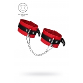 Красно-черные мягкие оковы с одним ремешком и люверсами - Pecado - купить с доставкой в Архангельске