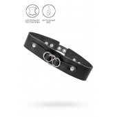 Черный чокер-ошейник со связанными кольцами на подложке - Pecado - купить с доставкой в Архангельске