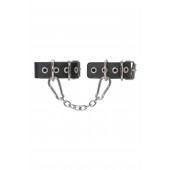 Черные кожаные наручники-браслеты из одного ремешка с люверсами - Pecado - купить с доставкой в Архангельске