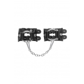 Черные кожаные наручники-браслеты из двух ремешков - Pecado - купить с доставкой в Архангельске