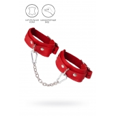 Красные кожаные узкие оковы со скруглёнными углами - Pecado - купить с доставкой в Архангельске