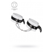 Бело-черные мягкие оковы с одним ремешком и люверсами - Pecado - купить с доставкой в Архангельске