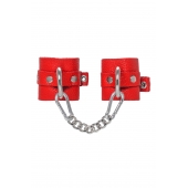 Красные мягкие кожаные наручники с люверсами - Pecado - купить с доставкой в Архангельске