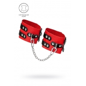 Красно-черные мягкие оковы с двумя ремешками с люверсами - Pecado - купить с доставкой в Архангельске