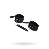 Черные двухслойные кожаные оковы с белой строчкой - Pecado - купить с доставкой в Архангельске