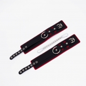 Черно-красные оковы с красной строчкой Sex - Crazy Handmade - купить с доставкой в Архангельске