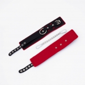 Черно-красные оковы с красной строчкой Sex - Crazy Handmade - купить с доставкой в Архангельске