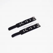 Черные кожаные наручники с регулируемыми ремешками - Crazy Handmade - купить с доставкой в Архангельске