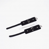 Черные кожаные оковы с хромированной фурнитурой - Crazy Handmade - купить с доставкой в Архангельске