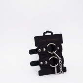 Черные кожаные оковы с кольцом - Crazy Handmade - купить с доставкой в Архангельске