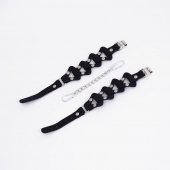 Черные кожаные оковы из звеньев - Crazy Handmade - купить с доставкой в Архангельске