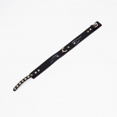 Черный кожаный ошейник с золотистой фурнитурой - Crazy Handmade - купить с доставкой в Архангельске