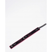 Черно-розовый кожаный ошейник с розовой строчкой - Crazy Handmade - купить с доставкой в Архангельске