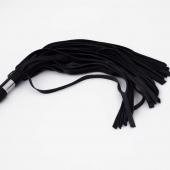 Черный кожаный флоггер со стальной ручкой - 45 см. - Crazy Handmade - купить с доставкой в Архангельске