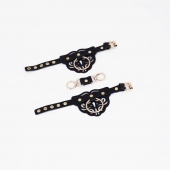 Черные наручники с золотистой фурнитурой - Crazy Handmade - купить с доставкой в Архангельске