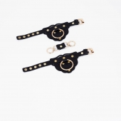 Черные наручники с золотистой фурнитурой - Crazy Handmade - купить с доставкой в Архангельске