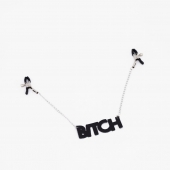 Зажимы на соски с кожаной подвеской Bitch - Crazy Handmade - купить с доставкой в Архангельске