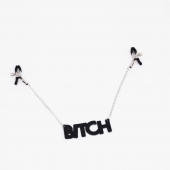 Зажимы на соски с кожаной подвеской Bitch - Crazy Handmade - купить с доставкой в Архангельске