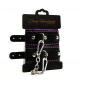 Черно-фиолетовые скругленные наручники с мягкой подкладкой - Crazy Handmade - купить с доставкой в Архангельске
